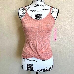 Crave Fame Peach Orange top sleeveless  front twist  top size M